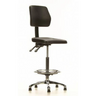 Silla de mostrador TOP WORK 11 negra con aro reposapiés y base estrellada cromada de hjh OFFICE