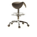 Taburete de silla de montar TOP WORK 13 negro con estructura cromada, aro reposapiés y ruedas de hjh OFFICE