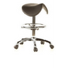 Taburete de silla de montar TOP WORK 13 negro con estructura cromada, aro reposapiés y ruedas de hjh OFFICE