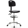 Silla de mostrador TOP WORK 23 negra con reposapiés y base en estrella cromada con ruedas de hjh OFFICE