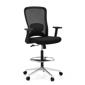 Silla de trabajo negra Top Work 44 con respaldo de malla y base cromada de hjh OFFICE