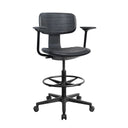 Silla de mostrador TOP WORK B1 negra con reposabrazos, aro reposapiés y base con ruedas de hjh OFFICE