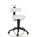 Taburete giratorio TOP WORK FLEX PU blanco con tapizado de cuero sintético y base negra de hjh OFFICE