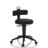 Taburete giratorio TOP WORK FLEX negro con tapizado de tela, respaldo y cinco ruedas de hjh OFFICE