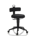 Taburete giratorio TOP WORK FLEX negro con tapizado de tela, respaldo y cinco ruedas de hjh OFFICE