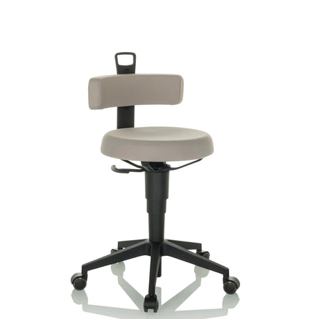taburete giratorio TOP WORK FLEX gris con tapizado de tela, respaldo y base cruciforme negra con ruedas de hjh OFFICE