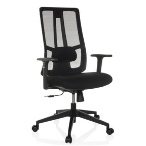 Silla de oficina profesional TRAMORE BASE negra con respaldo de malla y reposabrazos de hjh OFFICE