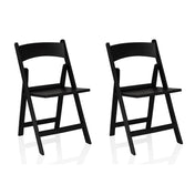 Dos sillas de exterior negras TRAVANO 1 plegables con respaldos curvos de hjh LIVING