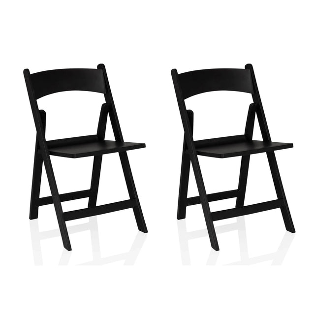 Dos sillas de exterior negras TRAVANO 1 plegables con respaldos curvos de hjh LIVING