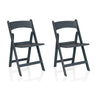 Dos sillas de exterior grises TRAVANO 1 plegadas con respaldo curvado de hjh LIVING