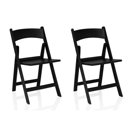 Dos sillas de exterior negras TRAVANO 1 plegables con respaldos curvos de hjh LIVING