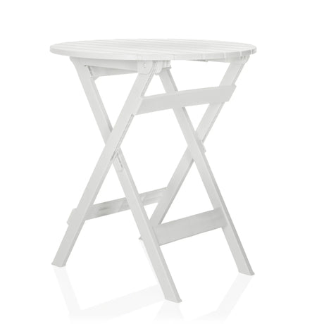 Mesa plegable blanca TRAVANO T con tablero cuadrado y estructura en X de hjh LIVING