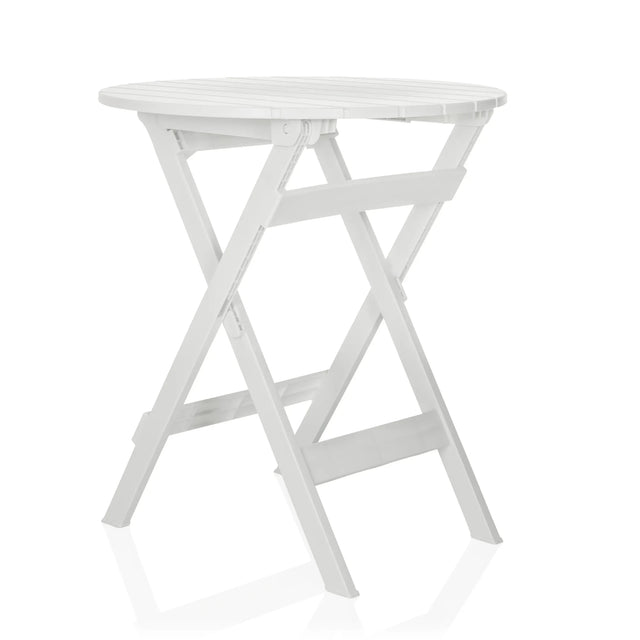 Mesa plegable blanca TRAVANO T con tablero cuadrado y estructura en X de hjh LIVING