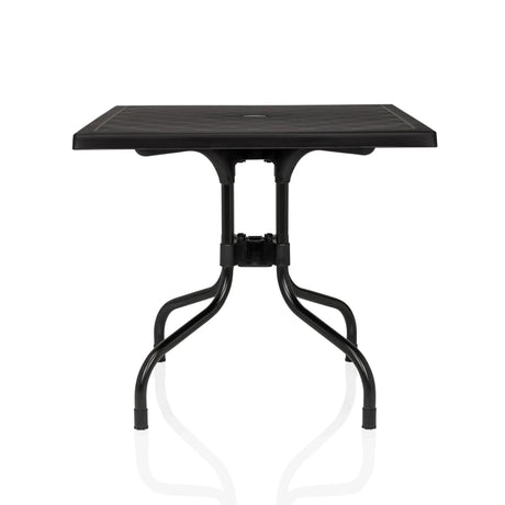 Mesa plegable TRAVANO T1 negra con tablero cuadrado y estructura curva de hjh LIVING