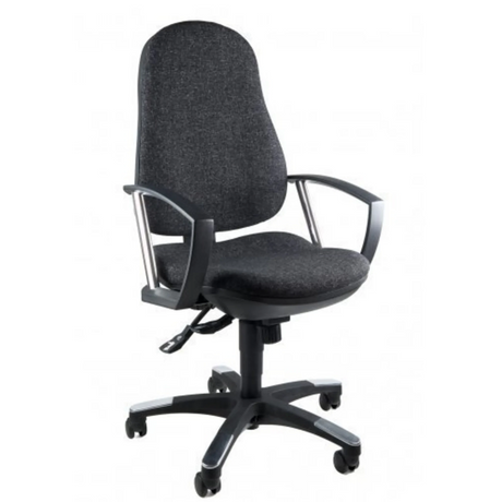 Silla Home Office TRENDY SY con tapizado de tela color antracita y reposabrazos de Topstar