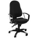 Silla Home Office TRENDY SY con tapicería de tela negra y reposabrazos de metal de Topstar