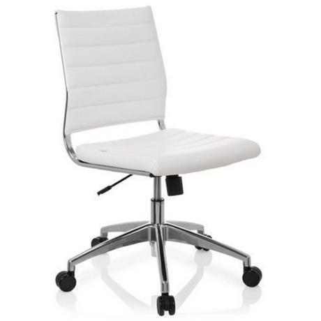 Silla de oficina profesional TRISHA con tapicería blanca y base cromada de hjh OFFICE