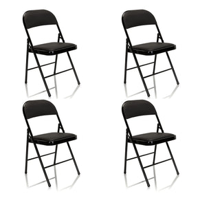 Cuatro sillas plegables negras TUDELA con asiento y respaldo acolchados de hjh OFFICE
