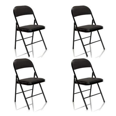 Cuatro sillas plegables negras TUDELA con asiento y respaldo acolchados de hjh OFFICE