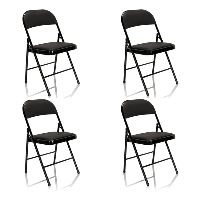 Cuatro sillas plegables negras TUDELA con asiento y respaldo acolchados de hjh OFFICE