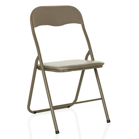Silla plegable TUDELA BASIC de color topo con funda de PVC y estructura metálica de hjh OFFICE