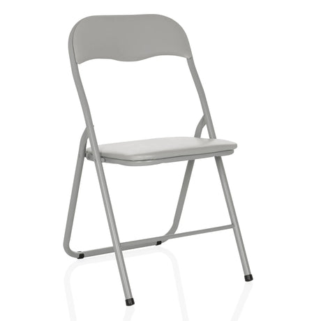 Silla plegable TUDELA BASIC gris con funda de PVC y estructura metálica plateada de hjh OFFICE