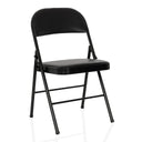 Silla plegable TUDELA H negra con funda de cuero sintético y estructura negra de hjh OFFICE