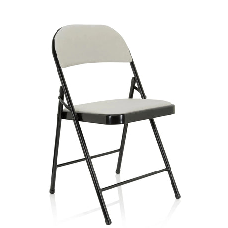 silla plegable TUDELA I con funda de terciopelo blanco y estructura negra de hjh OFFICE