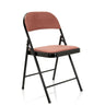 silla plegable TUDELA I con funda de tela de terciopelo rosa y estructura negra de hjh OFFICE