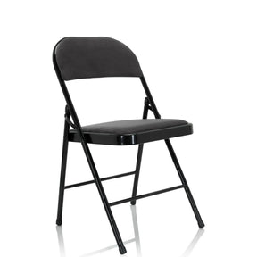 Silla plegable TUDELA I con funda de terciopelo gris oscuro y estructura negra de hjh OFFICE
