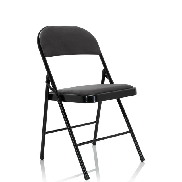 Silla plegable TUDELA I con funda de terciopelo gris oscuro y estructura negra de hjh OFFICE
