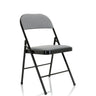 Silla plegable TUDELA II en gris claro con funda de tela y estructura metálica negra de hjh OFFICE