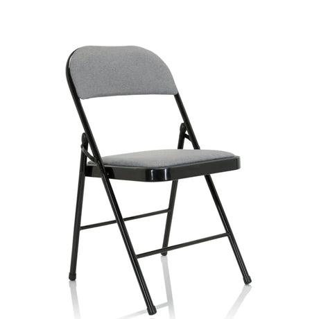 Silla plegable TUDELA II en gris claro con funda de tela y estructura metálica negra de hjh OFFICE
