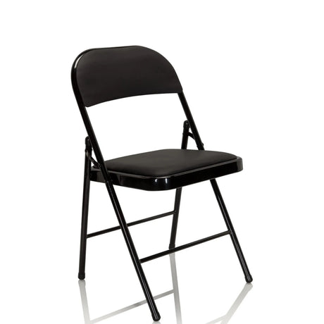 Silla plegable TUDELA negra con tapicería de cuero sintético y estructura metálica de hjh OFFICE