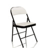 silla plegable TUDELA blanca con funda de cuero sintético y estructura de metal negro de hjh OFFICE