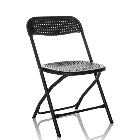 Silla de exterior negra TUDELA XXL PRO con asiento y respaldo perforados de hjh OFFICE