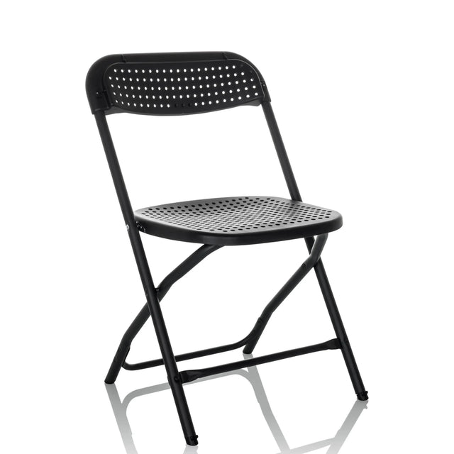 Silla de exterior negra TUDELA XXL PRO con asiento y respaldo perforados de hjh OFFICE