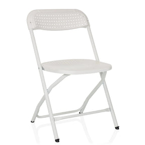 Silla de exterior blanca TUDELA XXL PRO W con asiento y respaldo perforados de hjh OFFICE