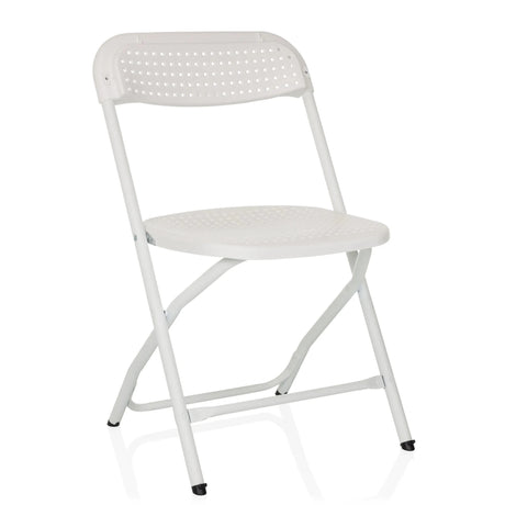 Silla de exterior blanca TUDELA XXL PRO W con asiento y respaldo perforados de hjh OFFICE