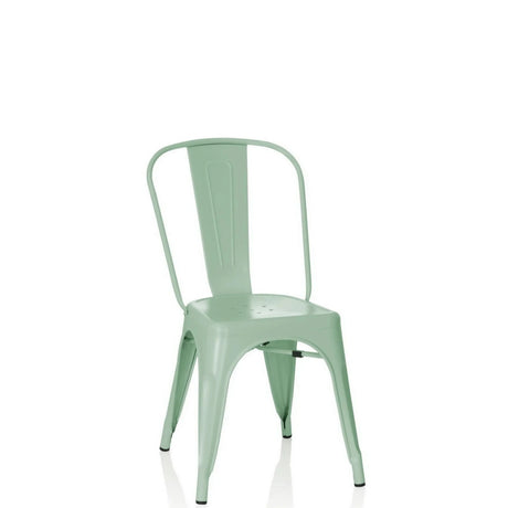 Silla de comedor VANTAGGIO BRUSH de metal en color verde pastel con respaldo alto de hjh OFFICE