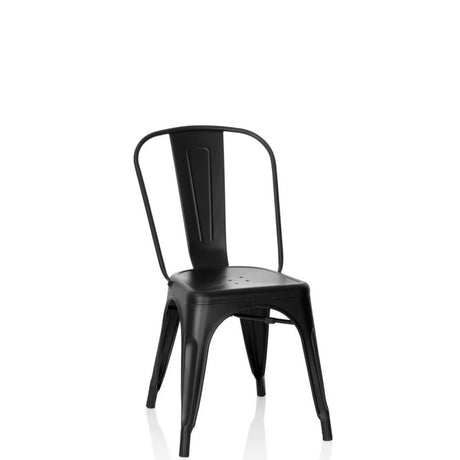 Silla de comedor VANTAGGIO BRUSH de metal en color negro con respaldo alto de hjh OFFICE