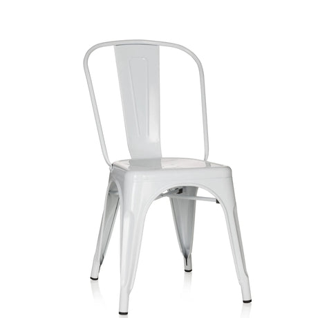Silla de comedor VANTAGGIO COMFORT blanca de metal con bordes redondeados en el respaldo de hjh OFFICE