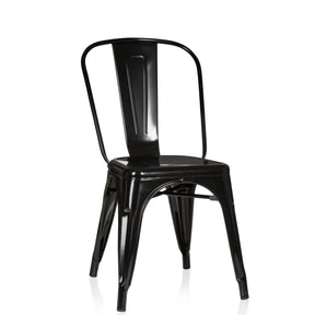 Silla de comedor negra VANTAGGIO COMFORT de metal brillante con respaldo alto de hjh OFFICE