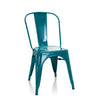 Silla de comedor VANTAGGIO COMFORT en color azul petróleo de metal con respaldo curvo de hjh OFFICE