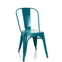 Silla de comedor VANTAGGIO COMFORT en color azul petróleo de metal con respaldo curvo de hjh OFFICE
