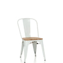 Silla de comedor blanca VANTAGGIO COMFORT W con asiento de madera clara y estructura metálica de hjh OFFICE