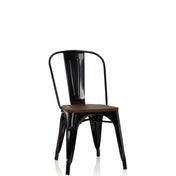 Silla de comedor negra VANTAGGIO COMFORT W con asiento de madera oscura y estructura metálica de hjh OFFICE