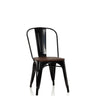 Silla de comedor negra VANTAGGIO COMFORT W con asiento de madera oscura y estructura metálica de hjh OFFICE