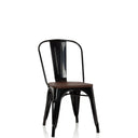 Silla de comedor negra VANTAGGIO COMFORT W con asiento de madera oscura y estructura metálica de hjh OFFICE