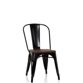 Silla de comedor negra VANTAGGIO COMFORT W con asiento de madera oscura y estructura metálica de hjh OFFICE